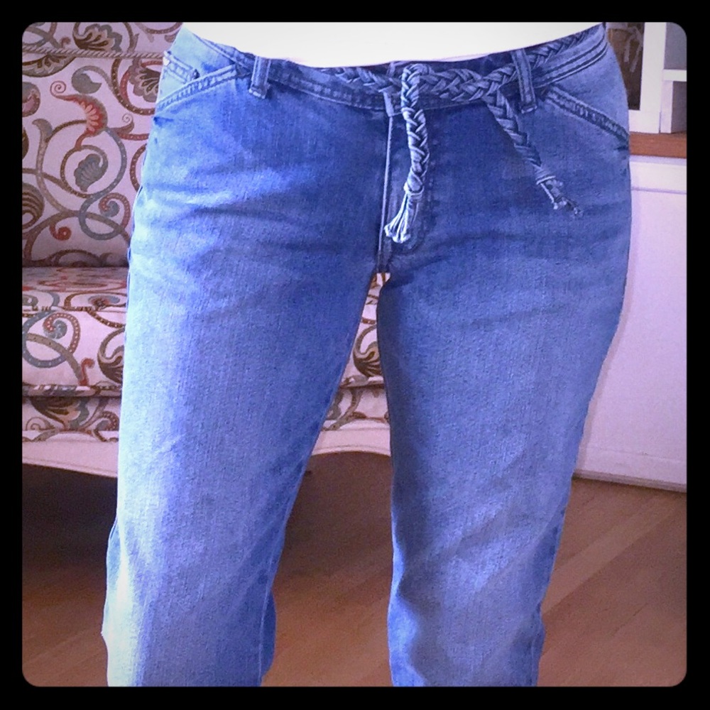 Armani crop jeans with braided belt. Size 4